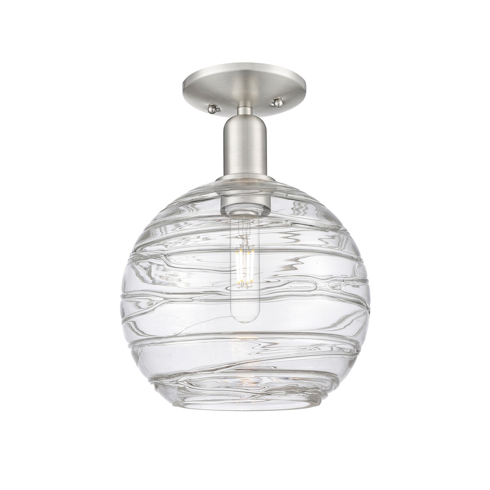 Innovations Athens Deco Swirl 10in 1-Light Semi-Flush Mount | Industrial Brushed Satin Nickel and Clear Glass | Entryway & | Model 716-1C-SN-G1213-10CL