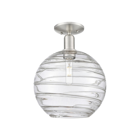 Innovations Athens Deco Swirl 12in 1-Light Semi-Flush Mount | Industrial Brushed Satin Nickel and Clear Glass | Entryway & | Model 716-1C-SN-G1213-12CL