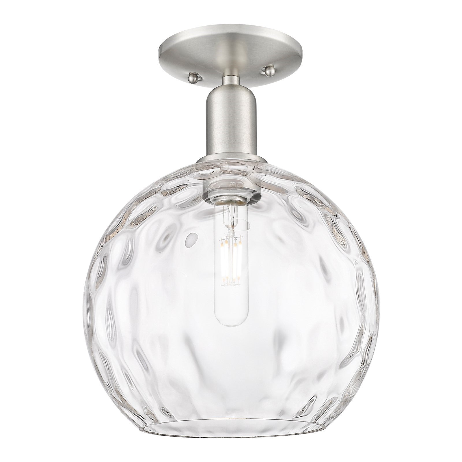 Innovations Athens Water Glass 10in 1-Light Semi-Flush Mount | Industrial Brushed Satin Nickel and Clear Glass | Entryway & | Model 716-1C-SN-G1215-10