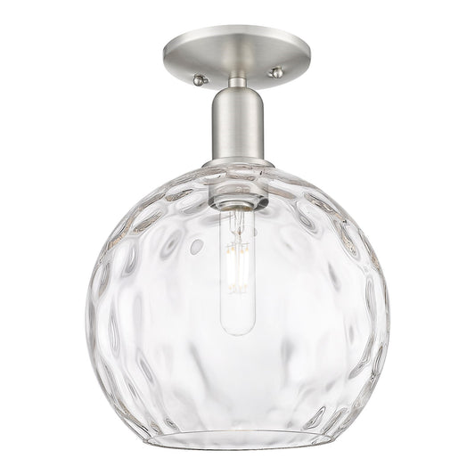 Innovations Athens Water Glass 10in 1-Light Semi-Flush Mount | Industrial Brushed Satin Nickel and Clear Glass | Entryway & | Model 716-1C-SN-G1215-10