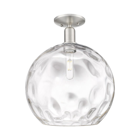 Innovations Athens Water Glass 13in 1-Light Semi-Flush Mount | Industrial Brushed Satin Nickel and Clear Glass | Entryway & | Model 716-1C-SN-G1215-14