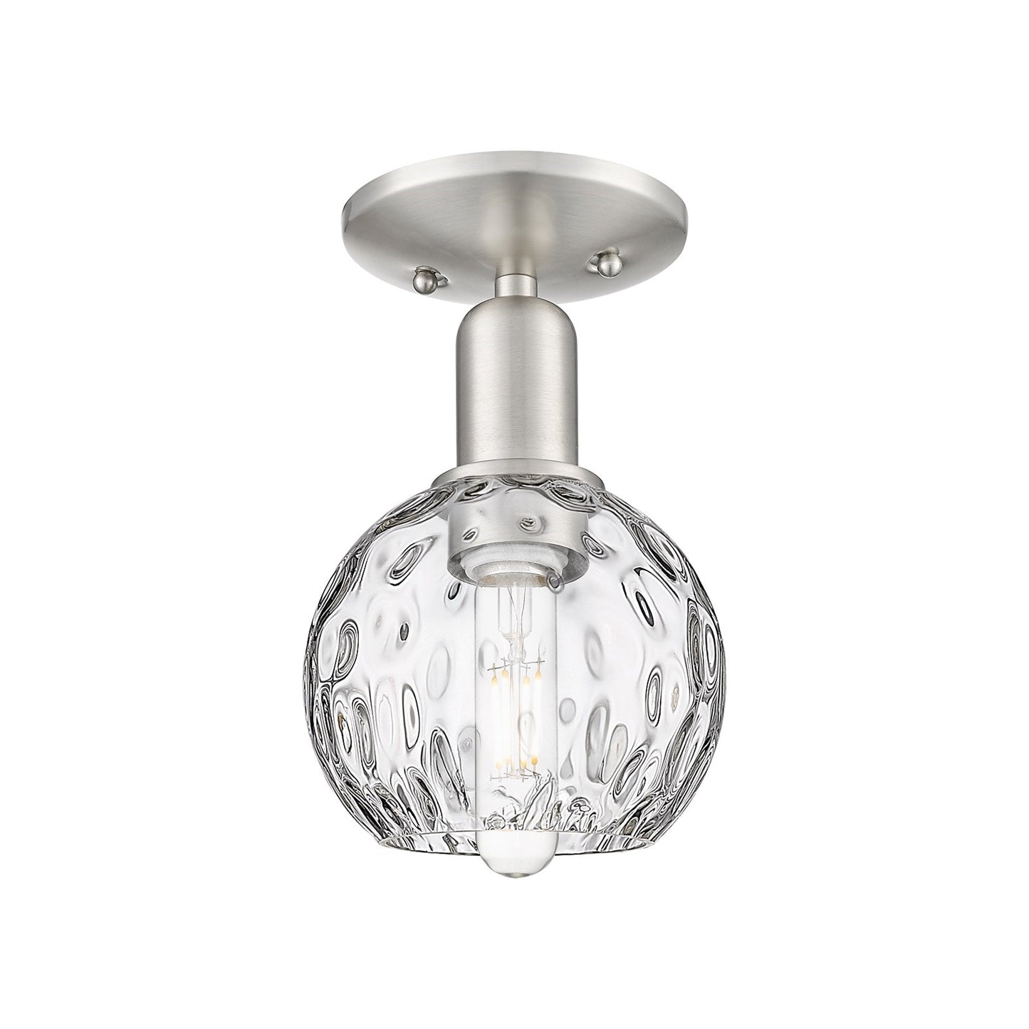 Innovations Athens 6in 1-Light Semi-Flush Mount | Industrial Brushed Satin Nickel and Clear Water Glass | Kitchen & Hallway | 6 | Model 716-1C-SN-G1215-6