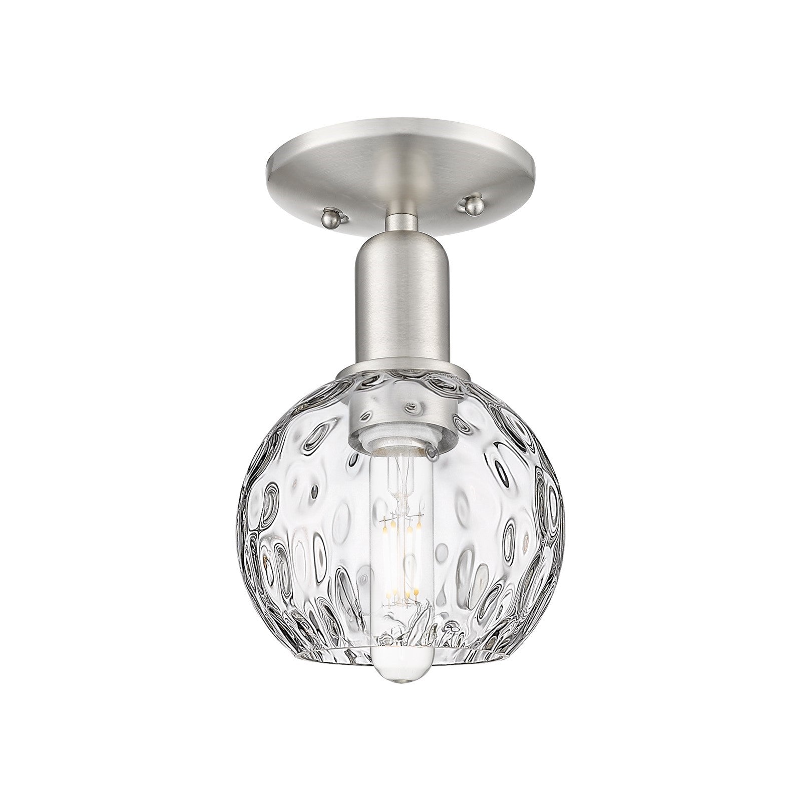 Innovations Athens 6in 1-Light Semi-Flush Mount | Industrial Brushed Satin Nickel and Clear Water Glass | Kitchen & Hallway | 6 | Model 716-1C-SN-G1215-6