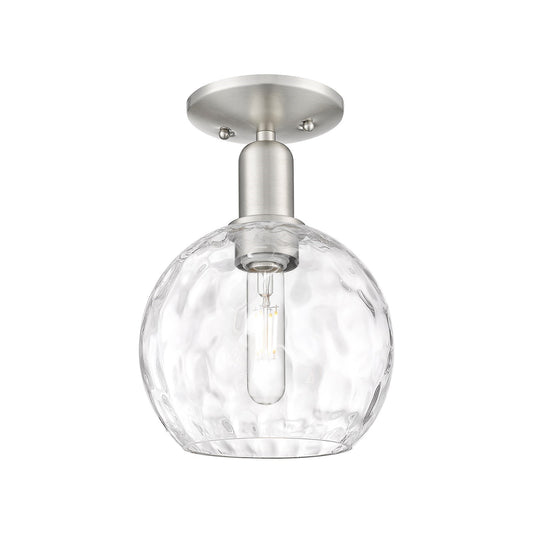 Innovations Athens 8in 1-Light Semi-Flush Mount | Industrial Brushed Satin Nickel and Clear Water Glass | Kitchen & Hallway | 8 | Model 716-1C-SN-G1215-8