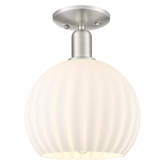 Innovations Lighting Arcadia 10in 1-Light Semi-Flush Mount | Industrial Brushed Satin Nickel and White Venetian Glass | Model 716-1C-SN-G1217-10WV