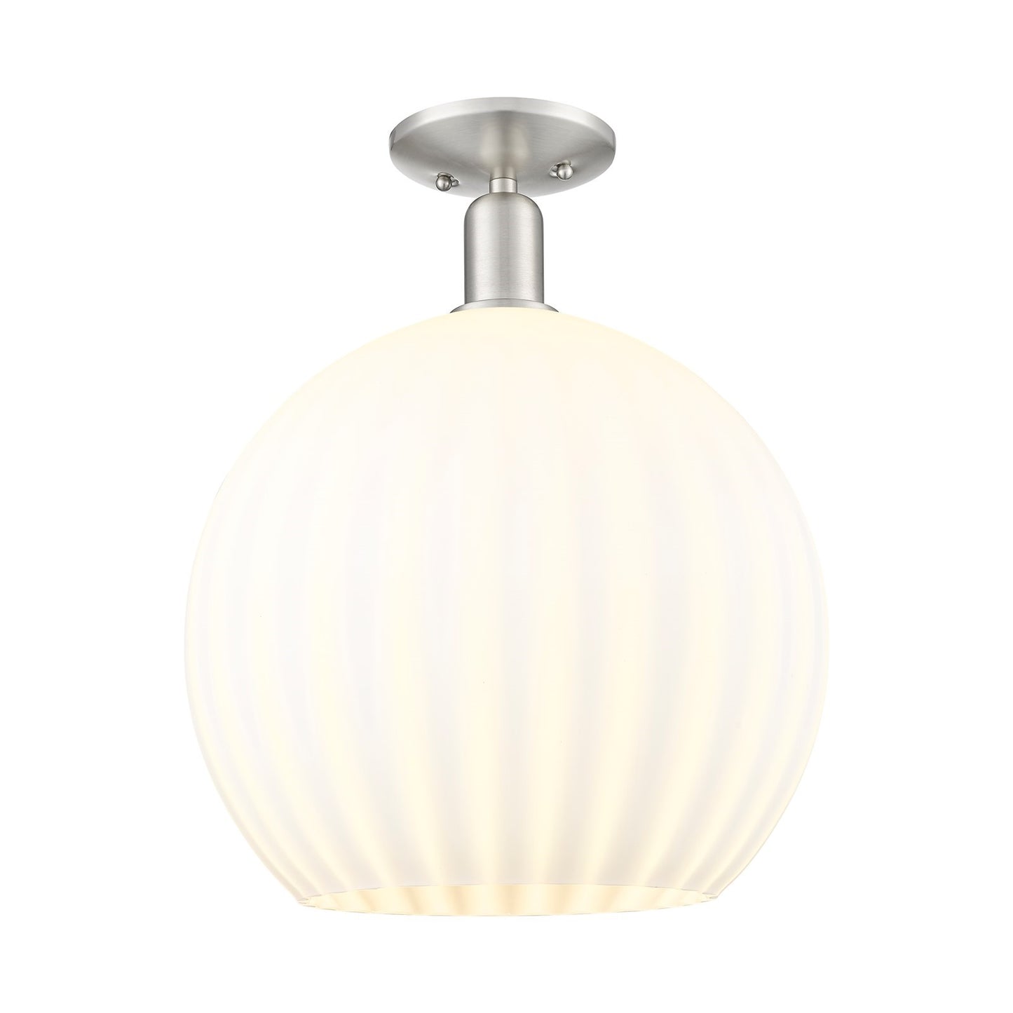 Innovations Lighting Arcadia 14in 1-Light Semi-Flush Mount | Industrial Brushed Satin Nickel and White Venetian Glass | Model 716-1C-SN-G1217-14WV