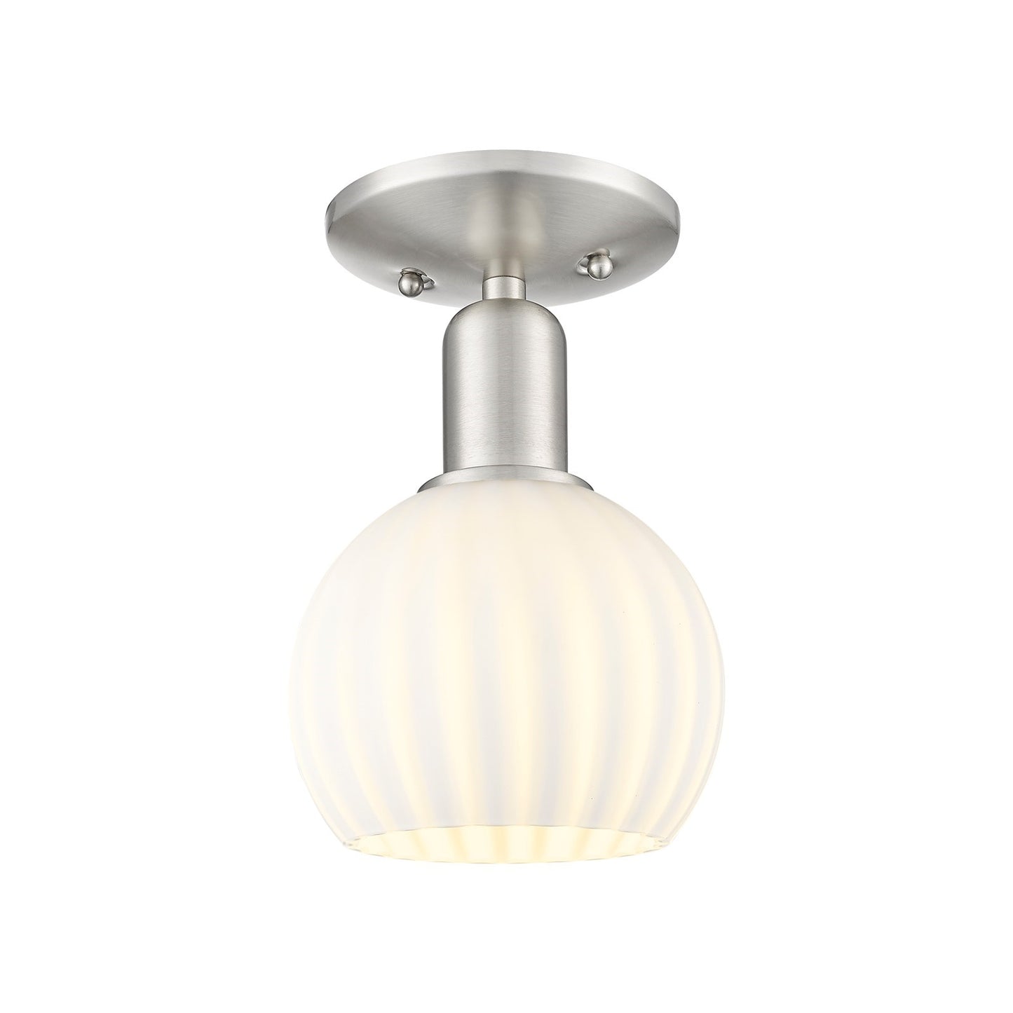 Innovations Lighting Arcadia 6in 1-Light Semi-Flush Mount | Industrial Brushed Satin Nickel and White Venetian Glass | Model 716-1C-SN-G1217-6WV