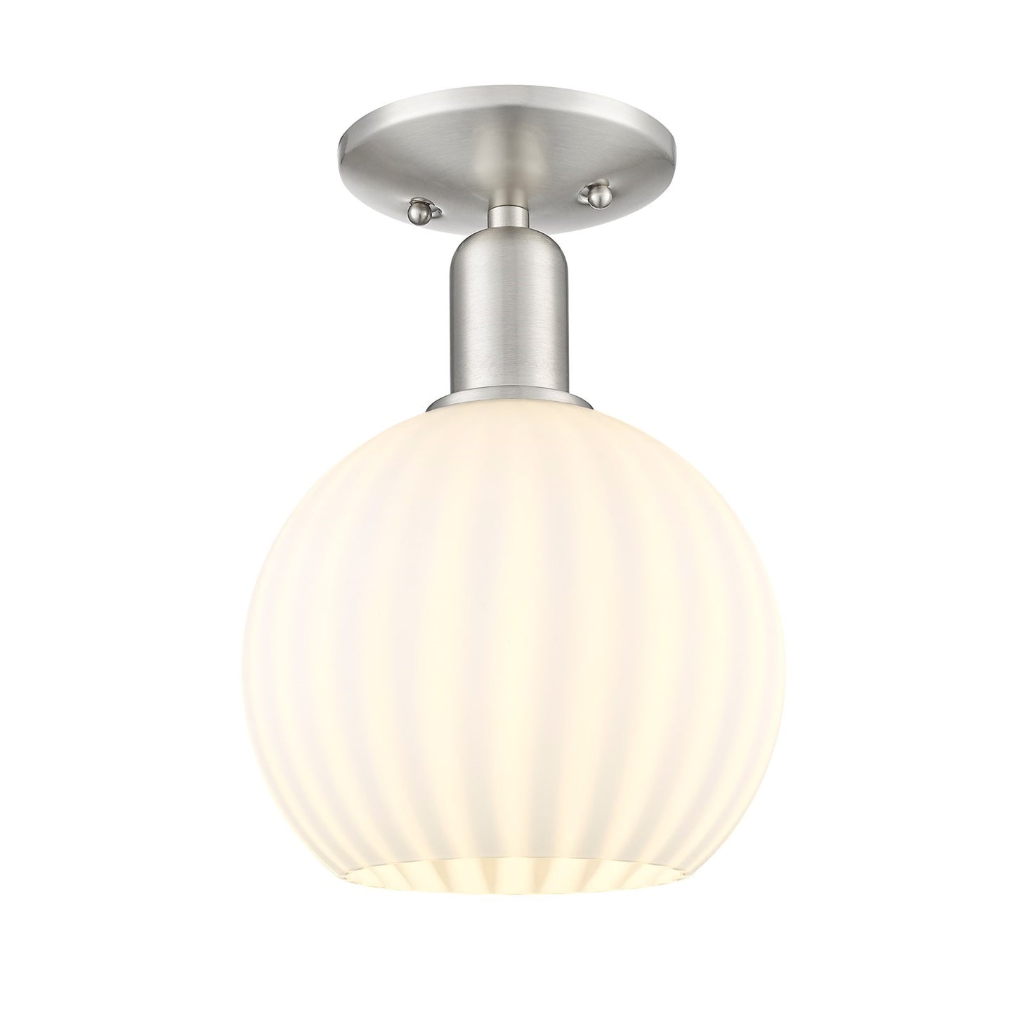 Innovations Lighting Arcadia 8in 1-Light Semi-Flush Mount | Industrial Brushed Satin Nickel and White Venetian Glass | Model 716-1C-SN-G1217-8WV