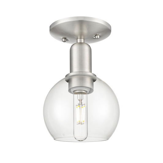 Innovations Athens 6in 1-Light Semi-Flush Mount | Industrial Brushed Satin Nickel and Clear Glass | Entryway & Hallway | 5.88 x | Model 716-1C-SN-G122-6