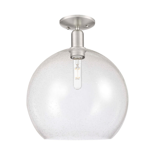 Innovations Athens 14in 1-Light Semi-Flush Mount | Industrial Brushed Satin Nickel and Seedy Glass | Entryway & Hallway | 13.75 | Model 716-1C-SN-G124-14