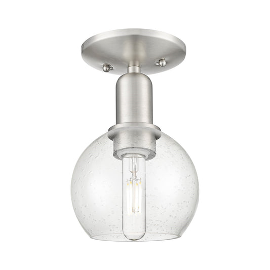 Innovations Athens 6in 1-Light Semi-Flush Mount | Industrial Brushed Satin Nickel and Seedy Glass | Entryway & Hallway | 5.88 x | Model 716-1C-SN-G124-6