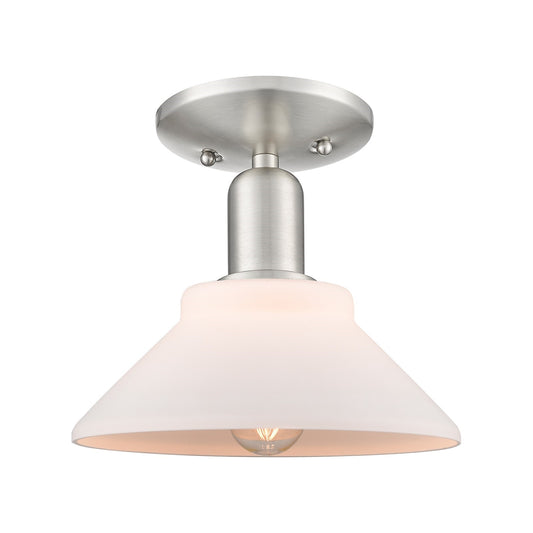Innovations Orwell 8in 1-Light Semi-Flush Mount | Industrial Brushed Satin Nickel and Matte White Glass | Kitchen & Hallway | 8.38 | Model 716-1C-SN-G131