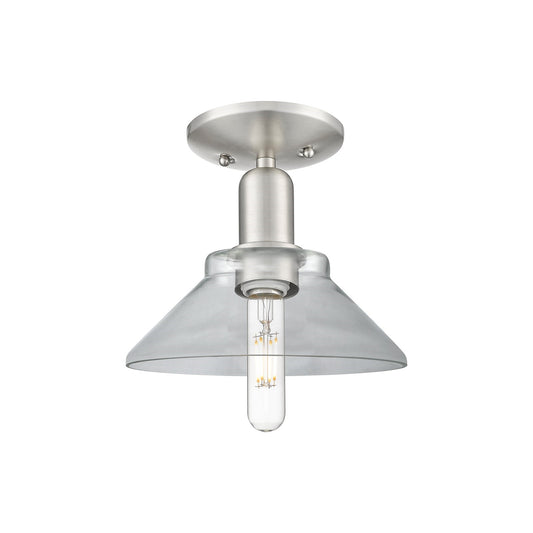 Innovations Orwell 8.38in 1-Light Semi-Flush Mount | Industrial Brushed Satin Nickel Steel and Clear Glass | Kitchen & Hallway | Model 716-1C-SN-G132