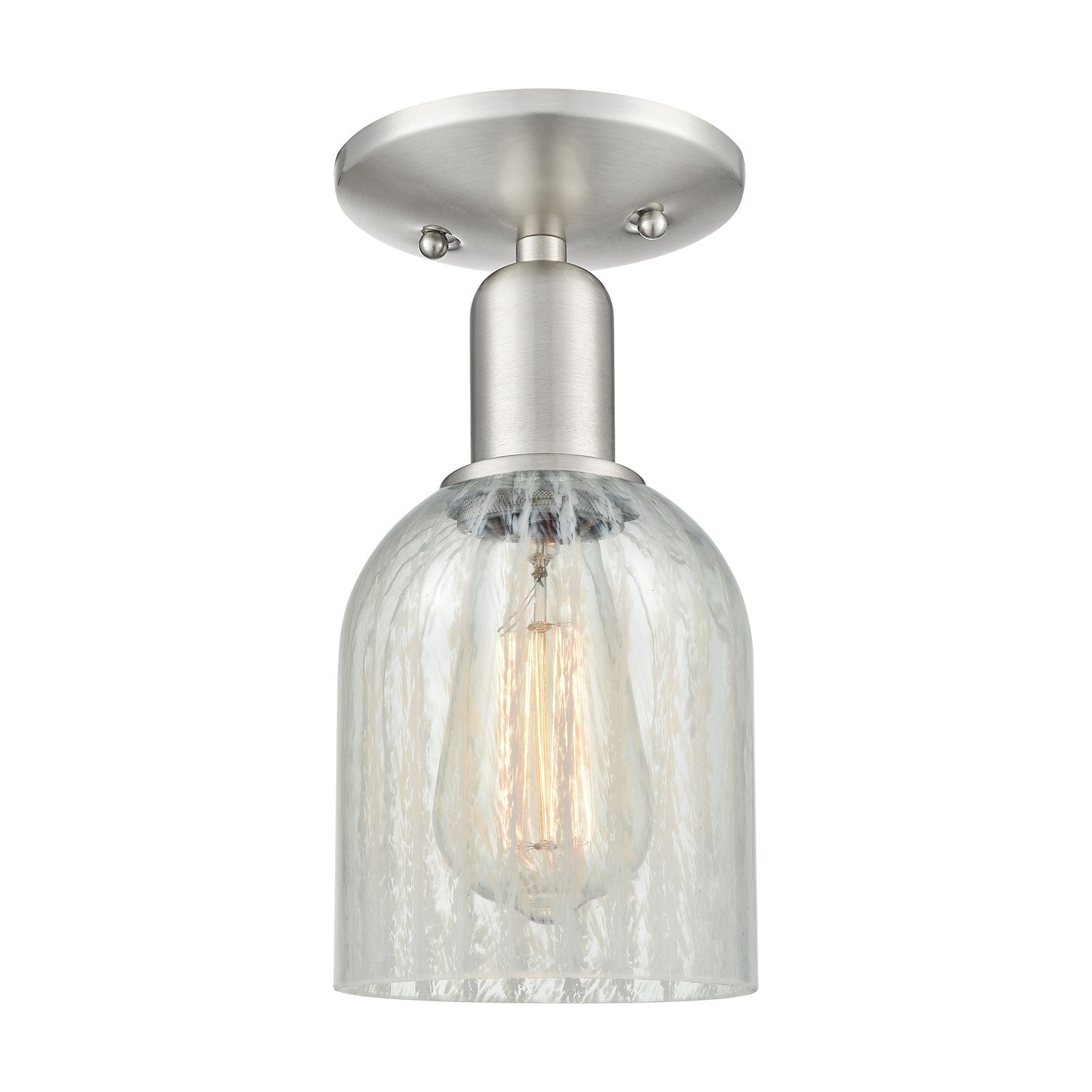 Innovations Caledonia 5in 1-Light Semi-Flush Mount | Industrial Brushed Satin Nickel and Mouchette Glass | Entryway & Hallway | 5 | Model 716-1C-SN-G2511