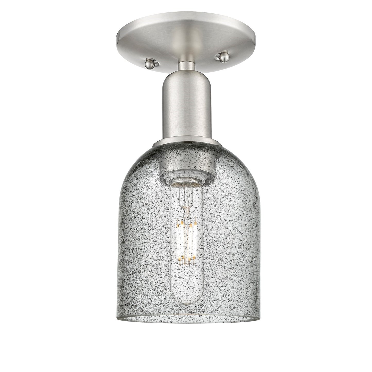 Innovations Caledonia 5in 1-Light Semi-Flush Mount | Industrial Brushed Satin Nickel and Charcoal Glass | Entryway & Hallway | 5 x | Model 716-1C-SN-G257