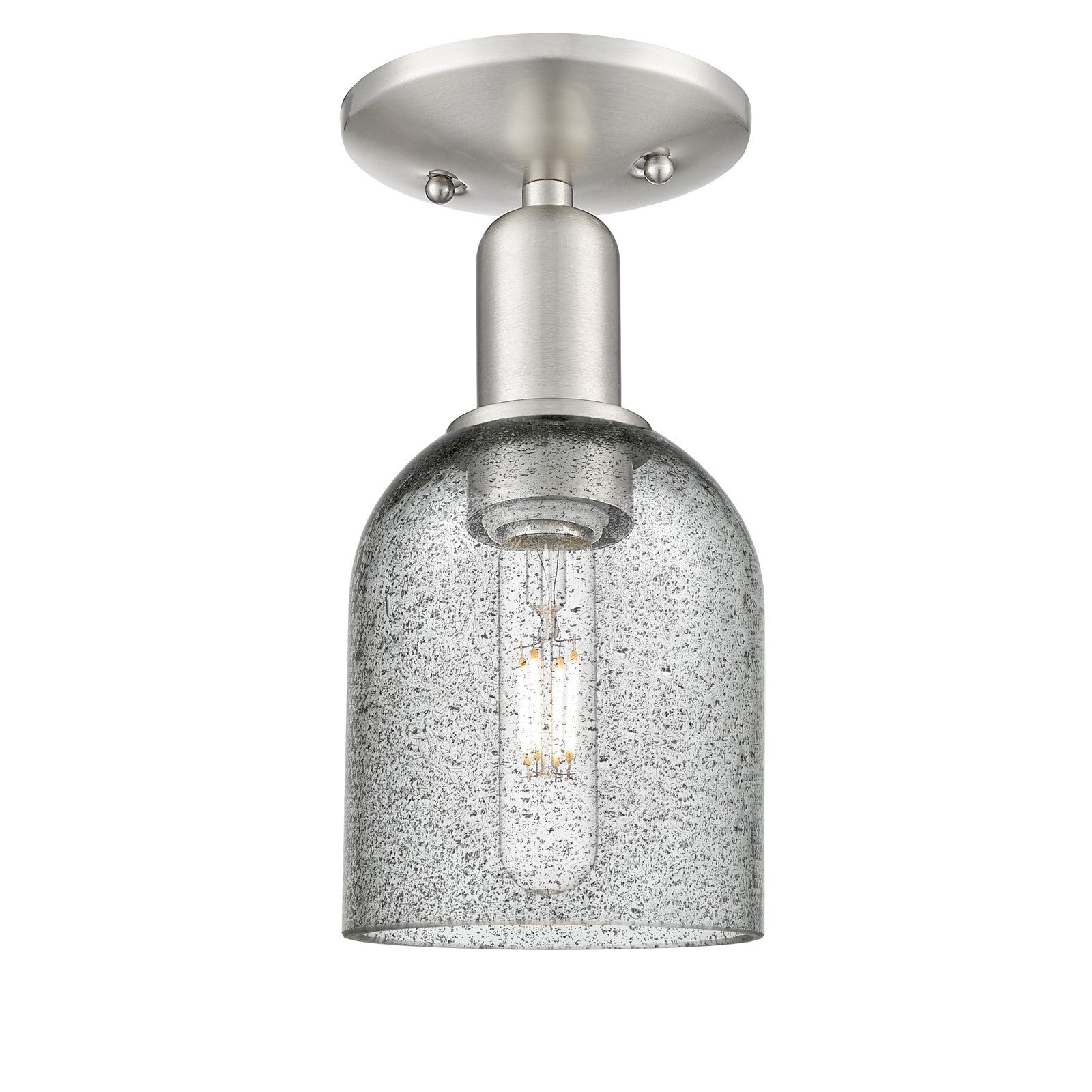 Innovations Caledonia 5in 1-Light Semi-Flush Mount | Industrial Brushed Satin Nickel and Charcoal Glass | Entryway & Hallway | 5 x | Model 716-1C-SN-G257