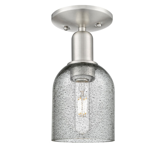 Innovations Caledonia 5in 1-Light Semi-Flush Mount | Industrial Brushed Satin Nickel and Charcoal Glass | Entryway & Hallway | 5 x | Model 716-1C-SN-G257