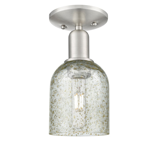 Innovations Caledonia 5in 1-Light Semi-Flush Mount | Industrial Brushed Satin Nickel and Mica Glass | Hallway & Entryway | 5 x 5 x | Model 716-1C-SN-G259