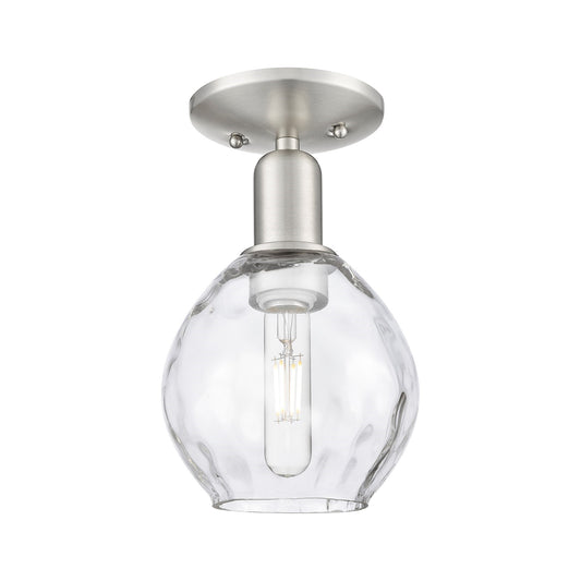 Innovations Waverly 6in 1-Light Semi-Flush Mount | Industrial Brushed Satin Nickel and Clear Water Glass | Hallway & Bathroom | 6 x | Model 716-1C-SN-G362