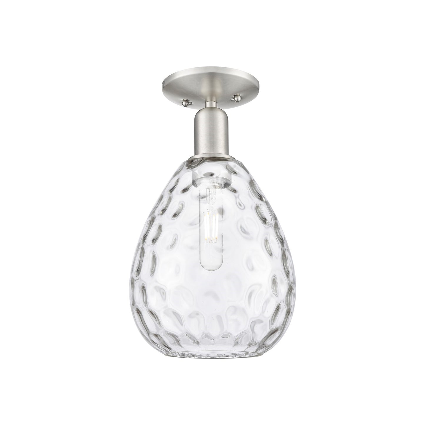 Innovations Waverly 8in 1-Light Semi-Flush Mount | Industrial Brushed Satin Nickel and Clear Glass | Entryway & Hallway | 8 x 8 x | Model 716-1C-SN-G372
