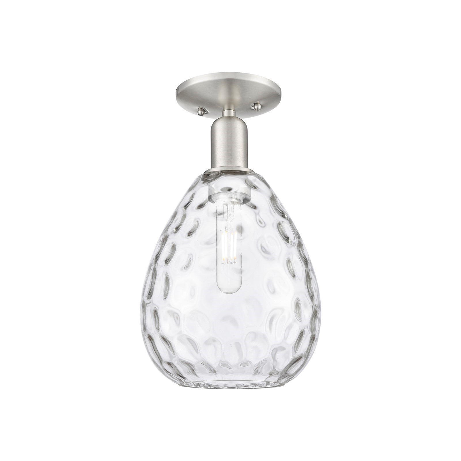 Innovations Waverly 8in 1-Light Semi-Flush Mount | Industrial Brushed Satin Nickel and Clear Glass | Entryway & Hallway | 8 x 8 x | Model 716-1C-SN-G372