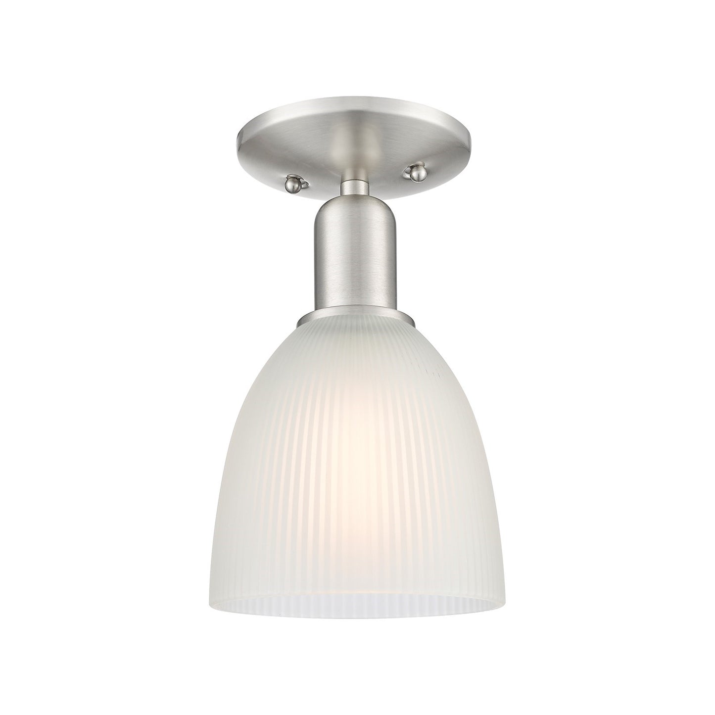 Innovations Castile 6in 1-Light Semi-Flush Mount | Industrial Brushed Satin Nickel Steel and White Glass | Entryway & Hallway | 6 x | Model 716-1C-SN-G381