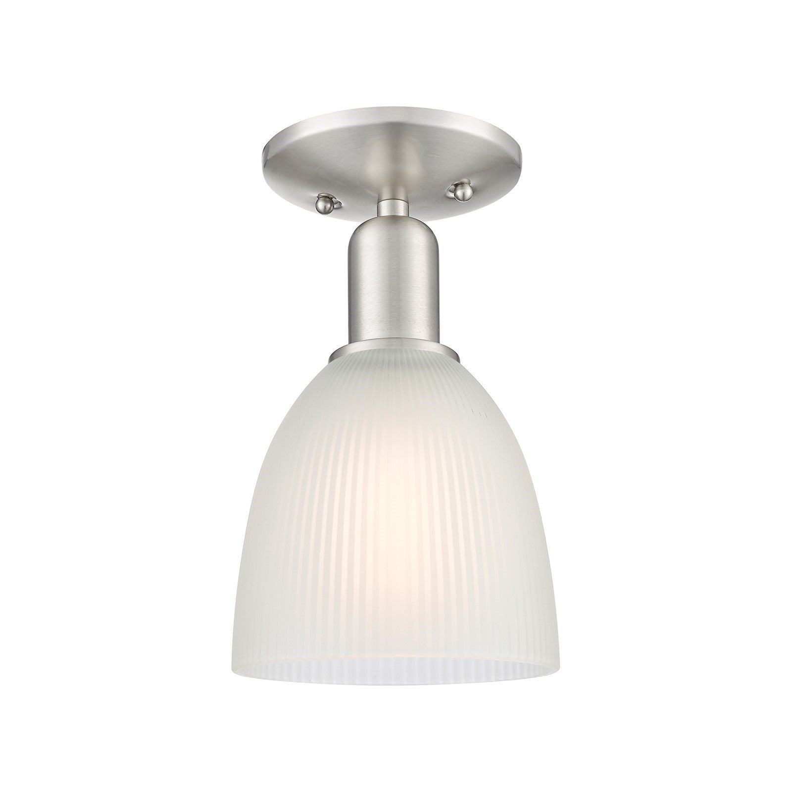 Innovations Castile 6in 1-Light Semi-Flush Mount | Industrial Brushed Satin Nickel Steel and White Glass | Entryway & Hallway | 6 x | Model 716-1C-SN-G381