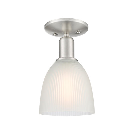 Innovations Castile 6in 1-Light Semi-Flush Mount | Industrial Brushed Satin Nickel Steel and White Glass | Entryway & Hallway | 6 x | Model 716-1C-SN-G381