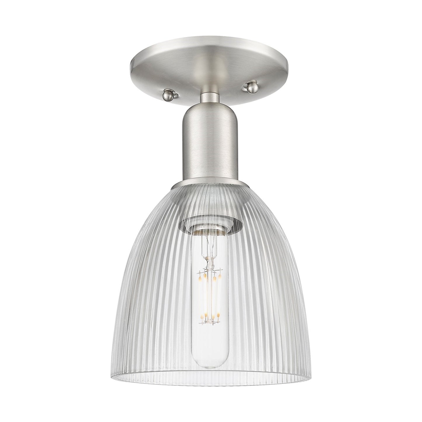 Innovations Castile 6in 1-Light Semi-Flush Mount | Industrial Modern Brushed Satin Nickel Steel and Clear Glass | Entryway & | Model 716-1C-SN-G382