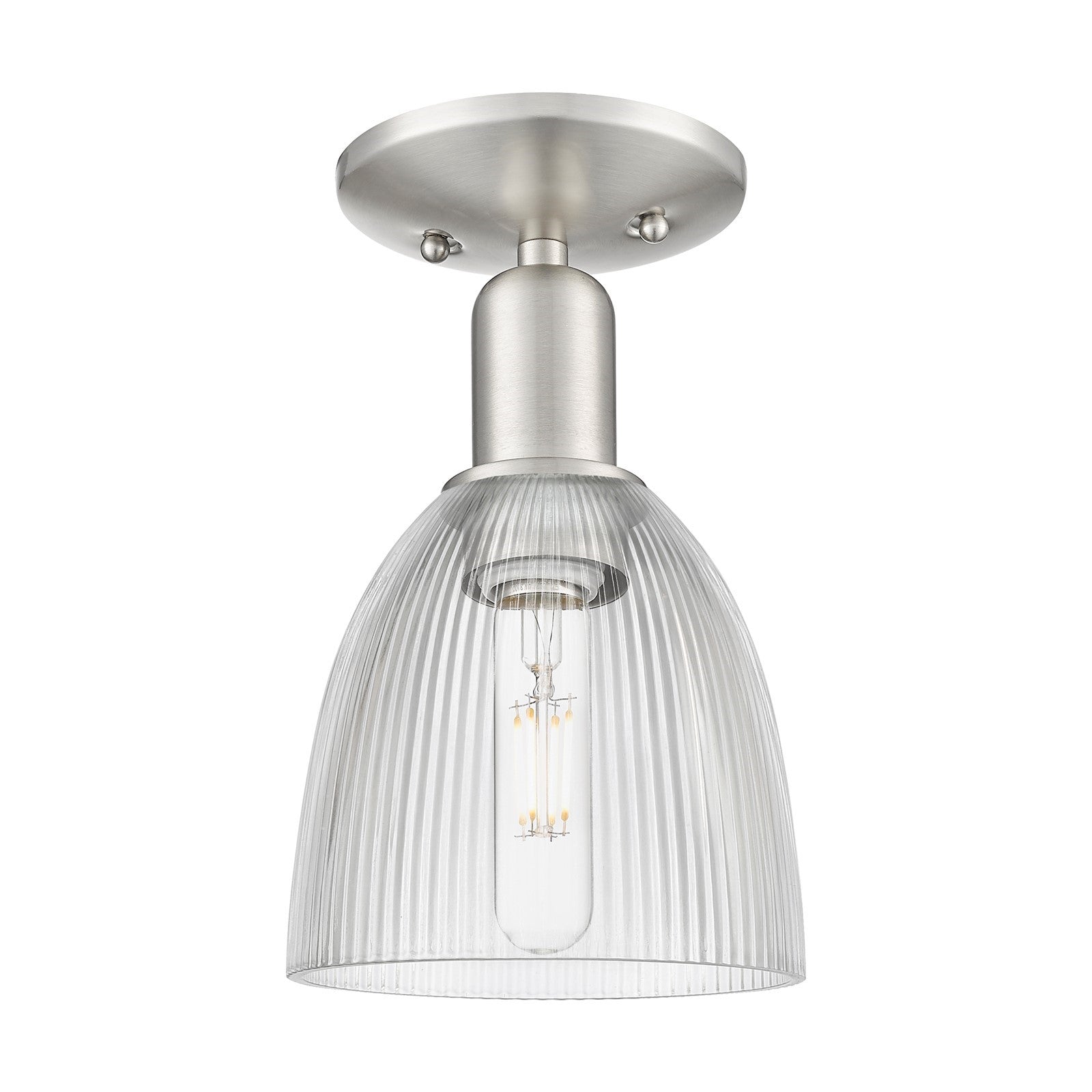 Innovations Castile 6in 1-Light Semi-Flush Mount | Industrial Modern Brushed Satin Nickel Steel and Clear Glass | Entryway & | Model 716-1C-SN-G382