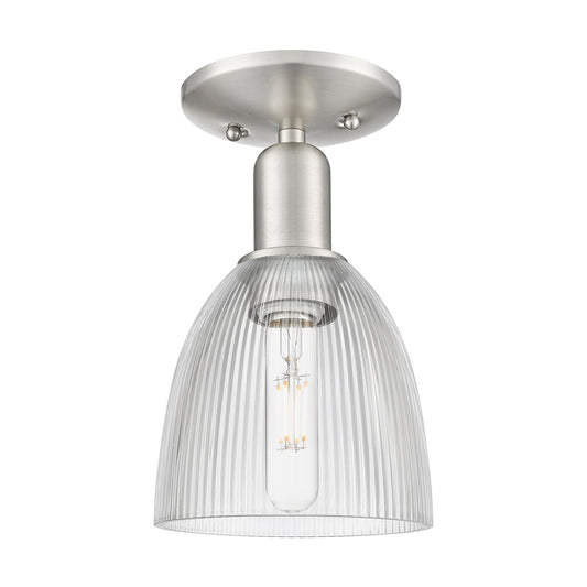 Innovations Castile 6in 1-Light Semi-Flush Mount | Industrial Modern Brushed Satin Nickel Steel and Clear Glass | Entryway & | Model 716-1C-SN-G382
