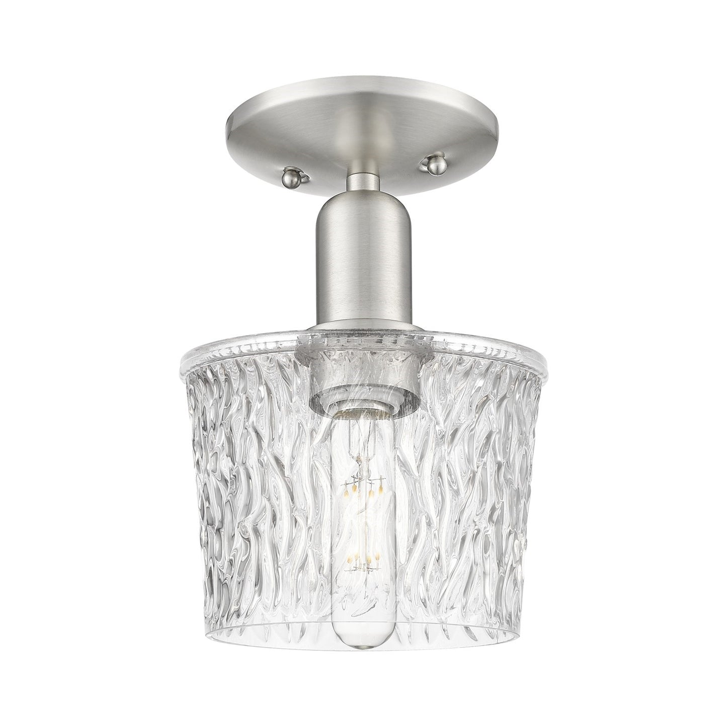 Innovations Niagara 6.5in 1-Light Semi-Flush Mount | Industrial Brushed Satin Nickel and Clear Glass | Entryway & Hallway | 6.5 x | Model 716-1C-SN-G402