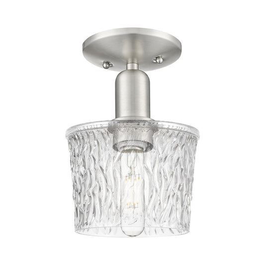 Innovations Niagara 6.5in 1-Light Semi-Flush Mount | Industrial Brushed Satin Nickel and Clear Glass | Entryway & Hallway | 6.5 x | Model 716-1C-SN-G402