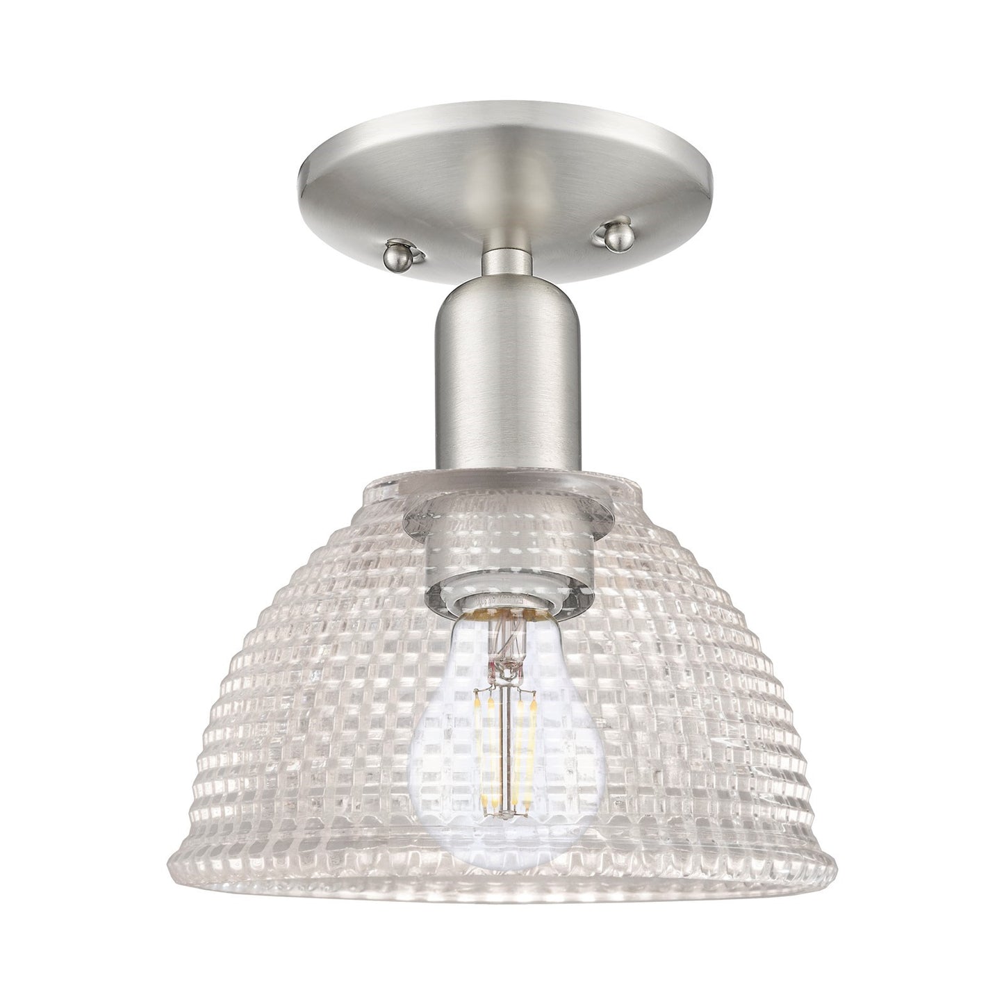 Innovations Arietta 8in 1-Light Semi-Flush Mount | Industrial Brushed Satin Nickel Steel and Clear Glass | Entryway & Hallway | 8 x | Model 716-1C-SN-G422
