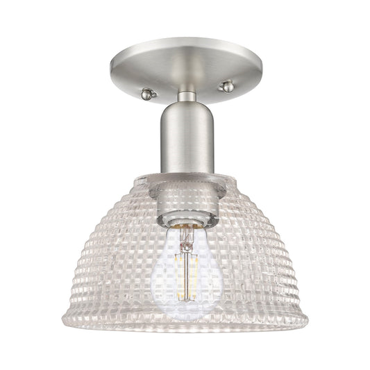 Innovations Arietta 8in 1-Light Semi-Flush Mount | Industrial Brushed Satin Nickel Steel and Clear Glass | Entryway & Hallway | 8 x | Model 716-1C-SN-G422