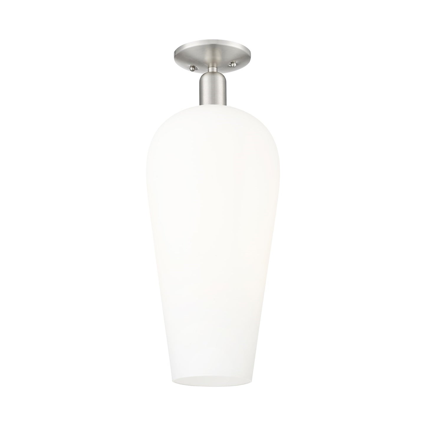 Innovations Chelsea 8in 1-Light Semi-Flush Mount | Brushed Satin Nickel Steel and White Glass | Entryway & Hallway Accent | 8 x | Model 716-1C-SN-G456-8WH