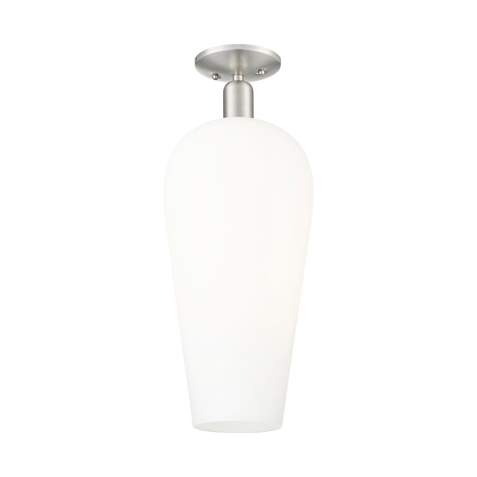 Innovations Chelsea 8in 1-Light Semi-Flush Mount | Brushed Satin Nickel Steel and White Glass | Entryway & Hallway Accent | 8 x | Model 716-1C-SN-G456-8WH
