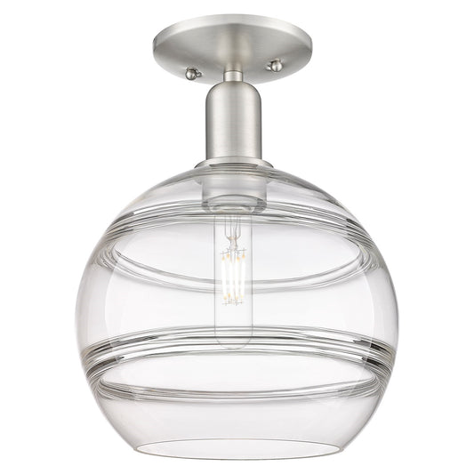Innovations Rochester 10in 1-Light Semi-Flush Mount | Industrial Brushed Satin Nickel Steel and Clear Glass | Entryway & | Model 716-1C-SN-G556-10CL