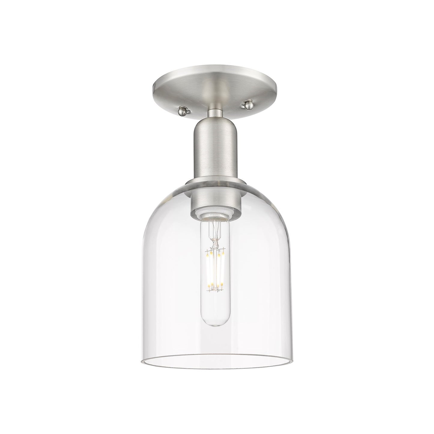 Innovations Bella 6in 1-Light Semi-Flush Mount | Industrial Brushed Satin Nickel and Clear Glass | Hallway & Entryway | 5.5 x | Model 716-1C-SN-G558-6CL