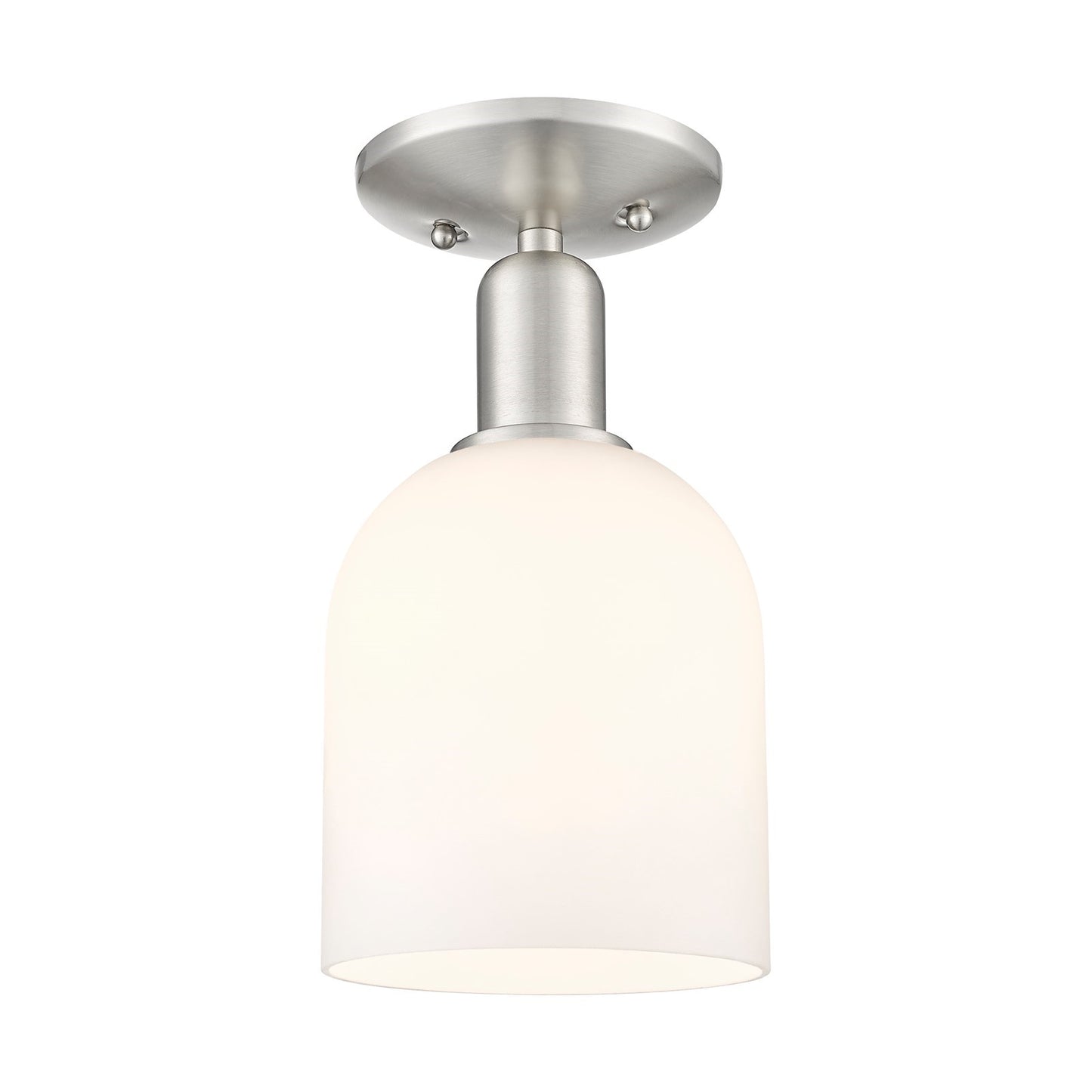 Innovations Bella 6in 1-Light Semi-Flush Mount | Industrial Brushed Satin Nickel and White Glass | Entryway & Hallway | 5.5 x | Model 716-1C-SN-G558-6GWH