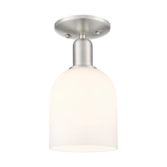 Innovations Bella 6in 1-Light Semi-Flush Mount | Industrial Brushed Satin Nickel and White Glass | Entryway & Hallway | 5.5 x | Model 716-1C-SN-G558-6GWH
