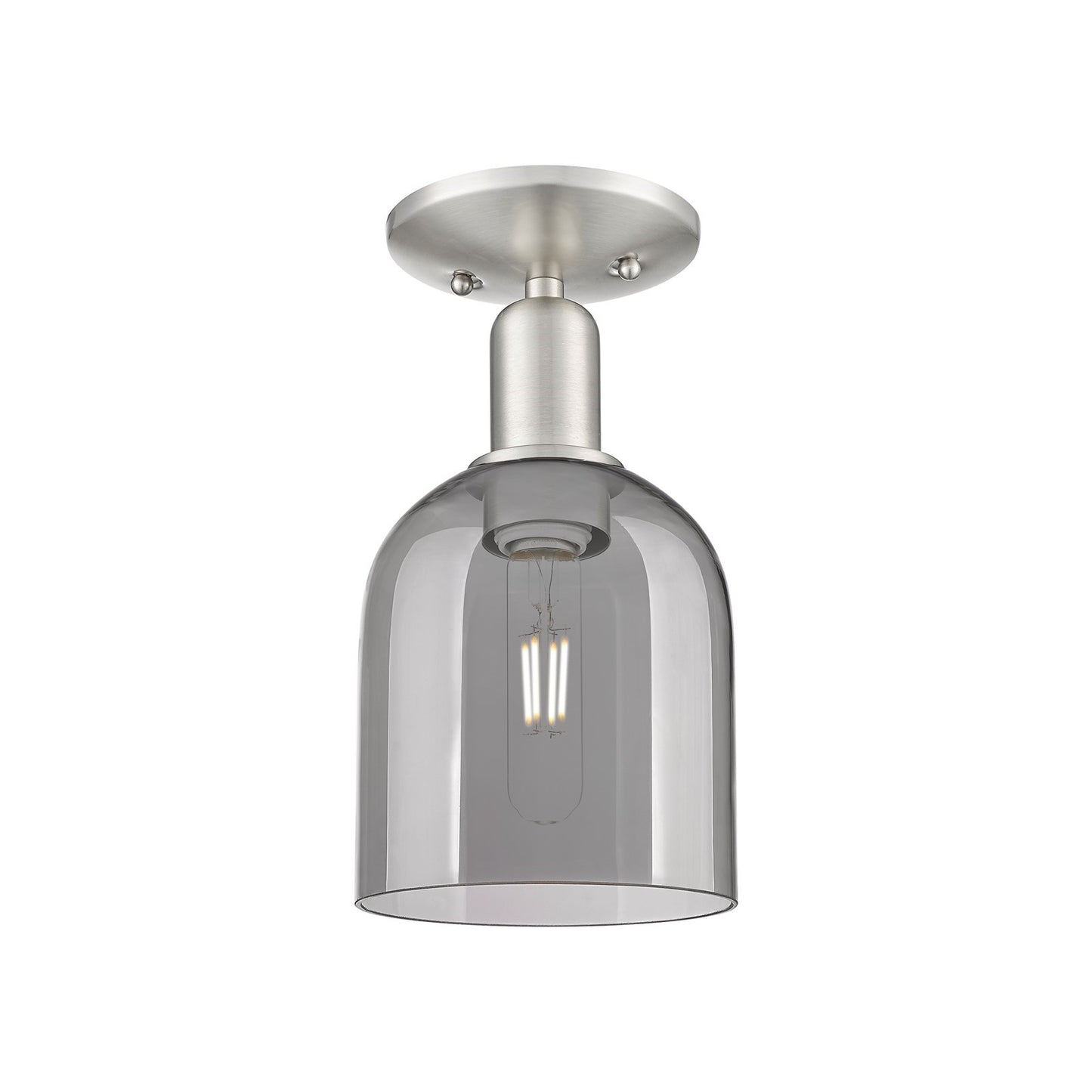 Innovations Bella 6in 1-Light Semi-Flush Mount | Industrial Brushed Satin Nickel and Light Smoke Glass | Hallway & Entryway | Model 716-1C-SN-G558-6SM