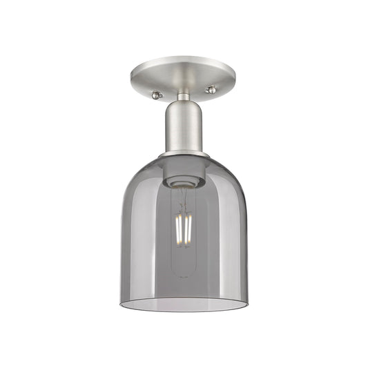 Innovations Bella 6in 1-Light Semi-Flush Mount | Industrial Brushed Satin Nickel and Light Smoke Glass | Hallway & Entryway | Model 716-1C-SN-G558-6SM