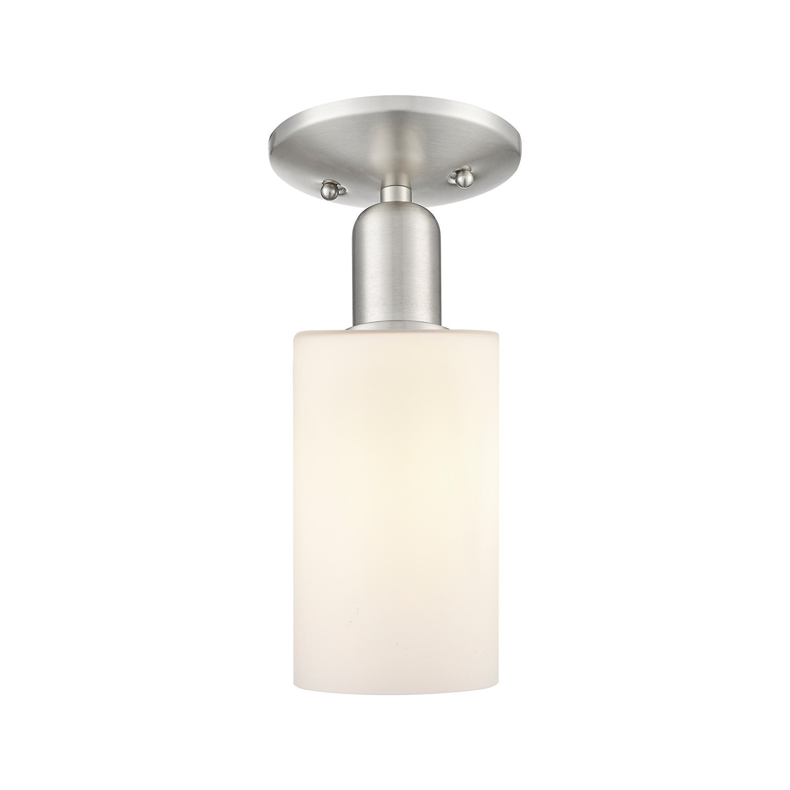 Innovations Clymer 4in 1-Light Semi-Flush Mount | Industrial Brushed Satin Nickel and Matte White Glass | Hallway & Bedroom Ceiling | Model 716-1C-SN-G801
