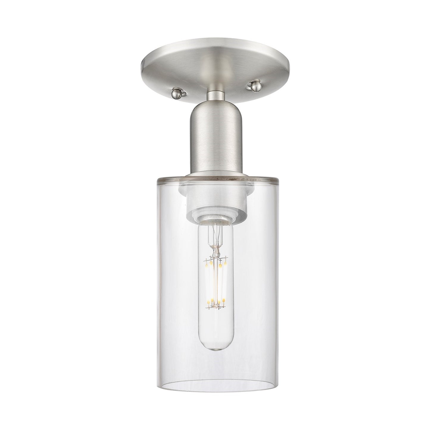 Innovations Clymer 4in 1-Light Semi-Flush | Industrial Brushed Satin Nickel and Clear Glass | Entryway & Hallway | 3.88 x 10.38 in | Model 716-1C-SN-G802