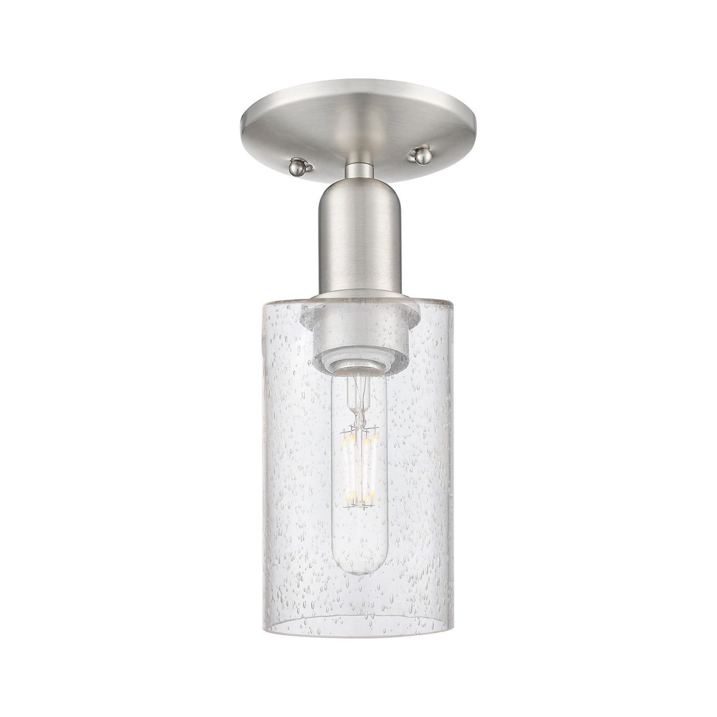 Innovations Clymer 4in 1-Light Semi-Flush Mount | Industrial Brushed Satin Nickel Steel and Seedy Glass | Hallway & Entryway | 3.88 | Model 716-1C-SN-G804