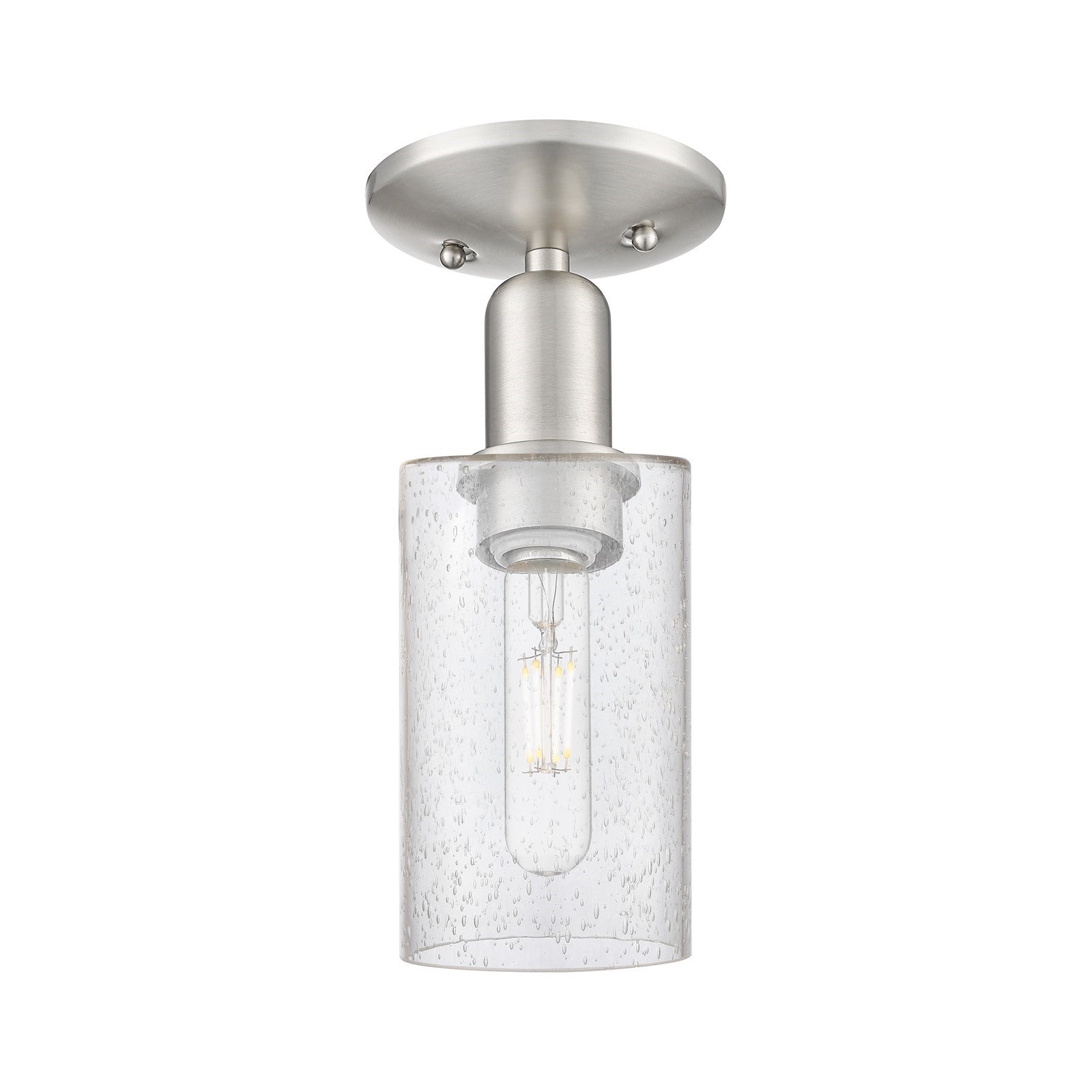 Innovations Clymer 4in 1-Light Semi-Flush Mount | Industrial Brushed Satin Nickel Steel and Seedy Glass | Hallway & Entryway | 3.88 | Model 716-1C-SN-G804