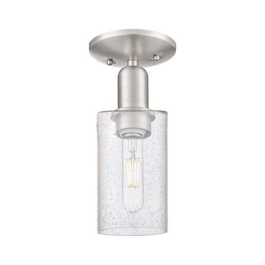 Innovations Clymer 4in 1-Light Semi-Flush Mount | Industrial Brushed Satin Nickel Steel and Seedy Glass | Hallway & Entryway | 3.88 | Model 716-1C-SN-G804