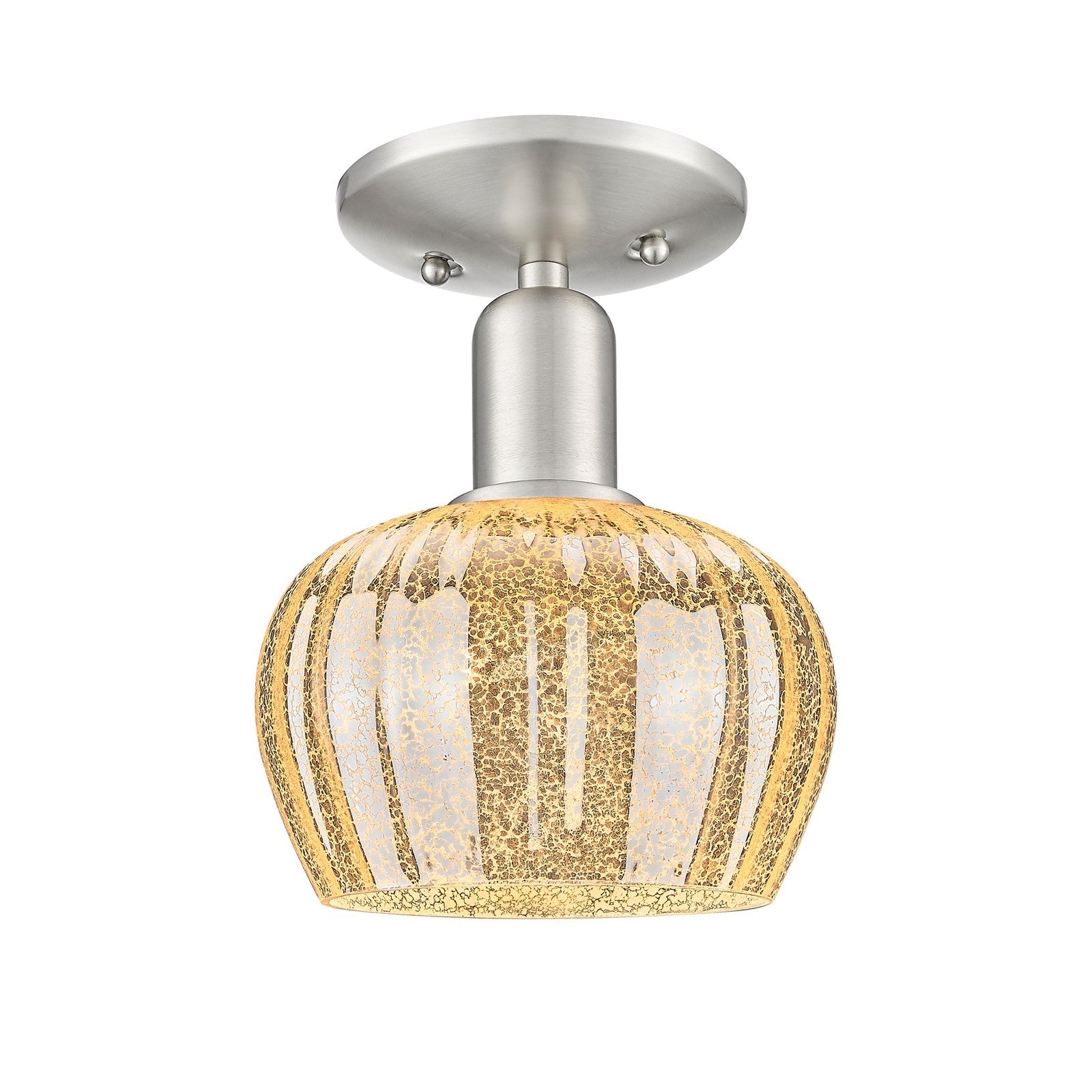 Innovations Fenton 7in 1-Light Semi-Flush Mount | Industrial Brushed Satin Nickel and Mercury Ribbed Glass | Kitchen & Hallway | 6.5 | Model 716-1C-SN-G96