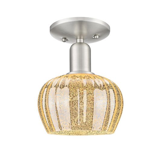 Innovations Fenton 7in 1-Light Semi-Flush Mount | Industrial Brushed Satin Nickel and Mercury Ribbed Glass | Kitchen & Hallway | 6.5 | Model 716-1C-SN-G96